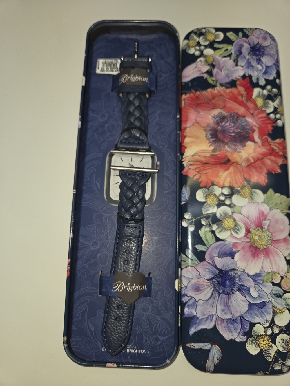 Brighton Sutton Navy Leather Apple Watch Band With Tin New With Tin - Picture 2 of 5
